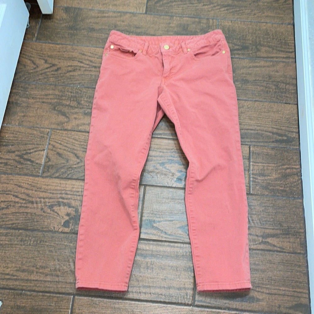 Tory Burch Alexa cropped skinny salmon colored jeans size 29